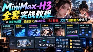 MiniMax-H3全套实战教程:从低显存部署、极速优化到AI动效、打斗动画、文戏与短剧制作全流程-聊项目