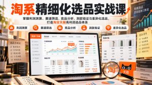 货架电商精细化选品实战课:掌握利润测算、赛道筛选、竞品分析、测款验证与差异化选品,打造淘宝天猫高利润选品体系-聊项目