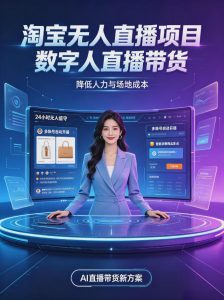 淘宝AI无人直播带货，24小时自动开播低门槛副业，无需真人长时间出镜，持续引流出单【揭秘】-聊项目