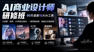 AI商业设计师研修班，90天速通10大AI工具，从绘图、视频、3D到商业落地，一键掌握涨薪、做副业关键技能-聊项目