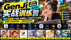 GenJi AIGC实战训练营:90天速通AI绘画、视频制作、产品设计与3D建模,掌握多工具创作全流程-聊项目