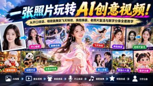 一张照片玩转AI创意视频!从开口说话、唱歌跳舞到飞天特效、换脸换装、老照片复活与数字分身全套教学-聊项目