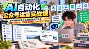 AI自动化公众号运营实战课，系统掌握AI公众号自动化内容创作技术，打造可持续优化、可重复使用的个人AI内容生产工作台-聊项目
