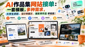 AI作品集网站接单：一套模板，多种需求，大学生求职、设计师展示、摄影师作品都能做！-聊项目