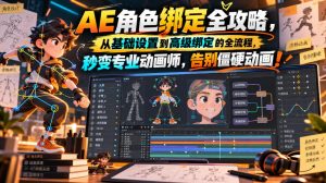 【无水印】AE角色绑定全攻略，从基础设置到高级绑定的全流程，秒变专业动画师，告别僵硬动画！【原创双语字幕】-聊项目
