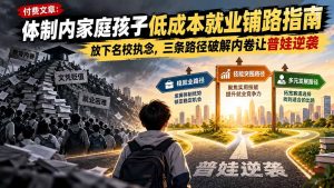 付费文章：体制内家庭孩子低成本就业铺路指南，放下名校执念，三条路径破解内卷让普娃逆袭-聊项目