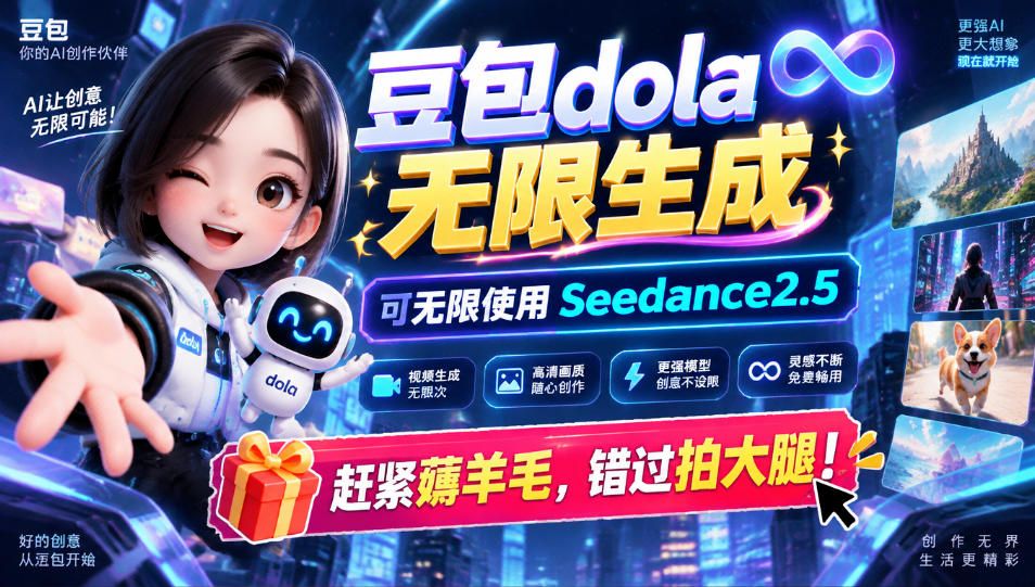 1029最新豆包dola无限生成技术，可以无限生成sseedance2.5，赶紧薅羊毛，和谐拍大腿-聊项目
